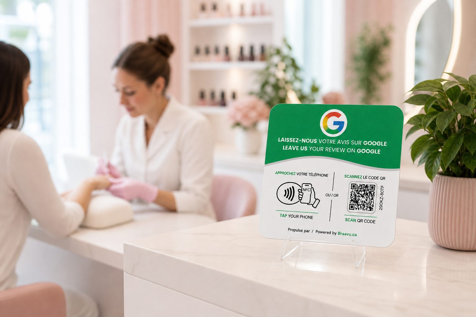 Plaque d'avis Google Braavu en situation